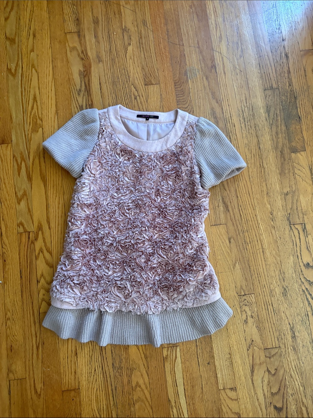 Children's Pink Rosette Knit Dress by